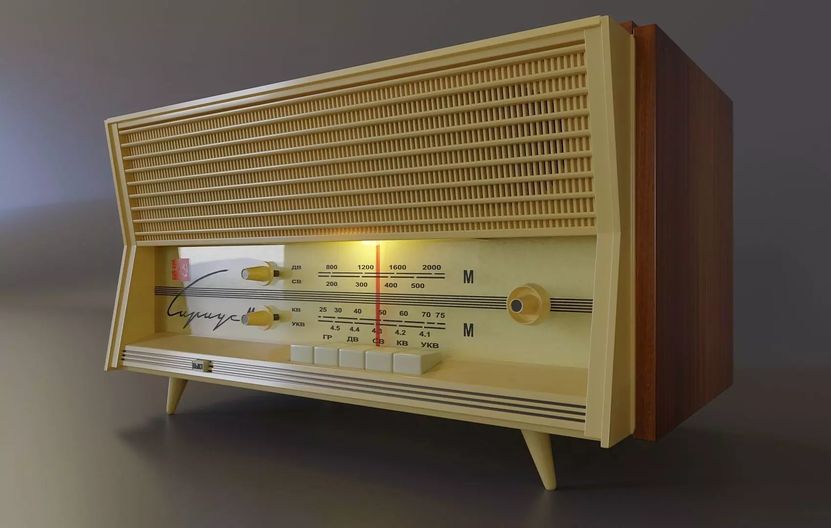 Vintage tube turntable with radio 3D model