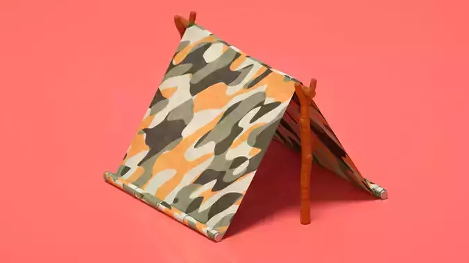 Cartoon tent  camping tent  mountaineering tent C4D model