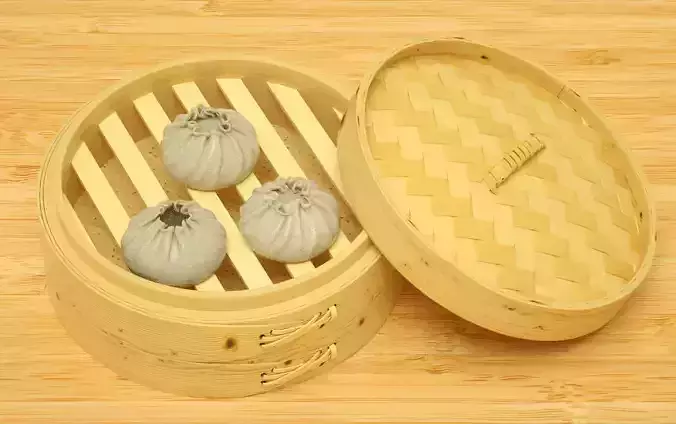 Realistic Steamer Steamed Bun C4D Model 3D model