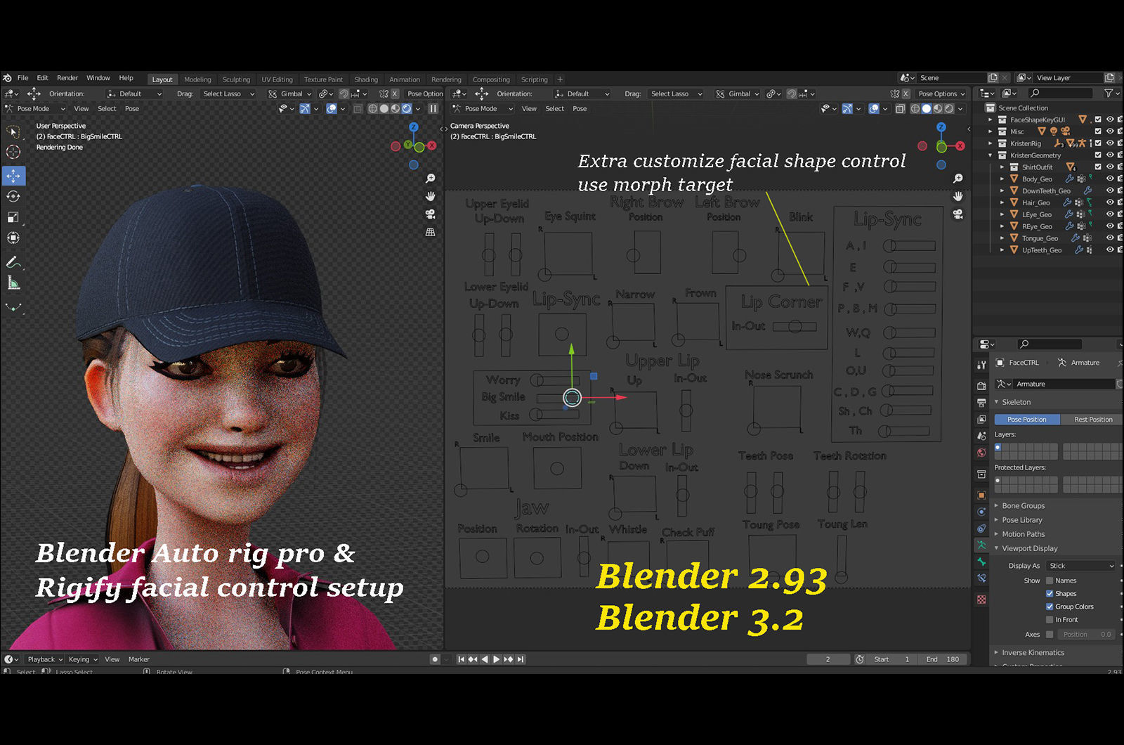 3D model Kristen Cartoon Girl Rig V2 VR / AR / low-poly | CGTrader