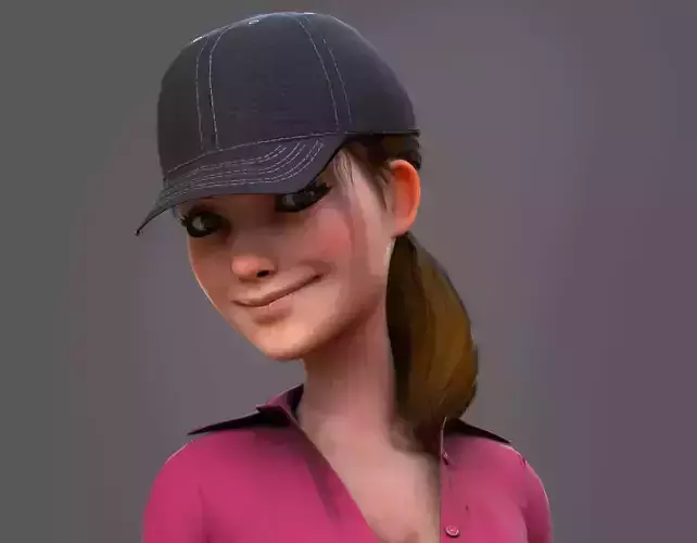 Kristen Cartoon Girl Rig V2 Low-poly 3D model