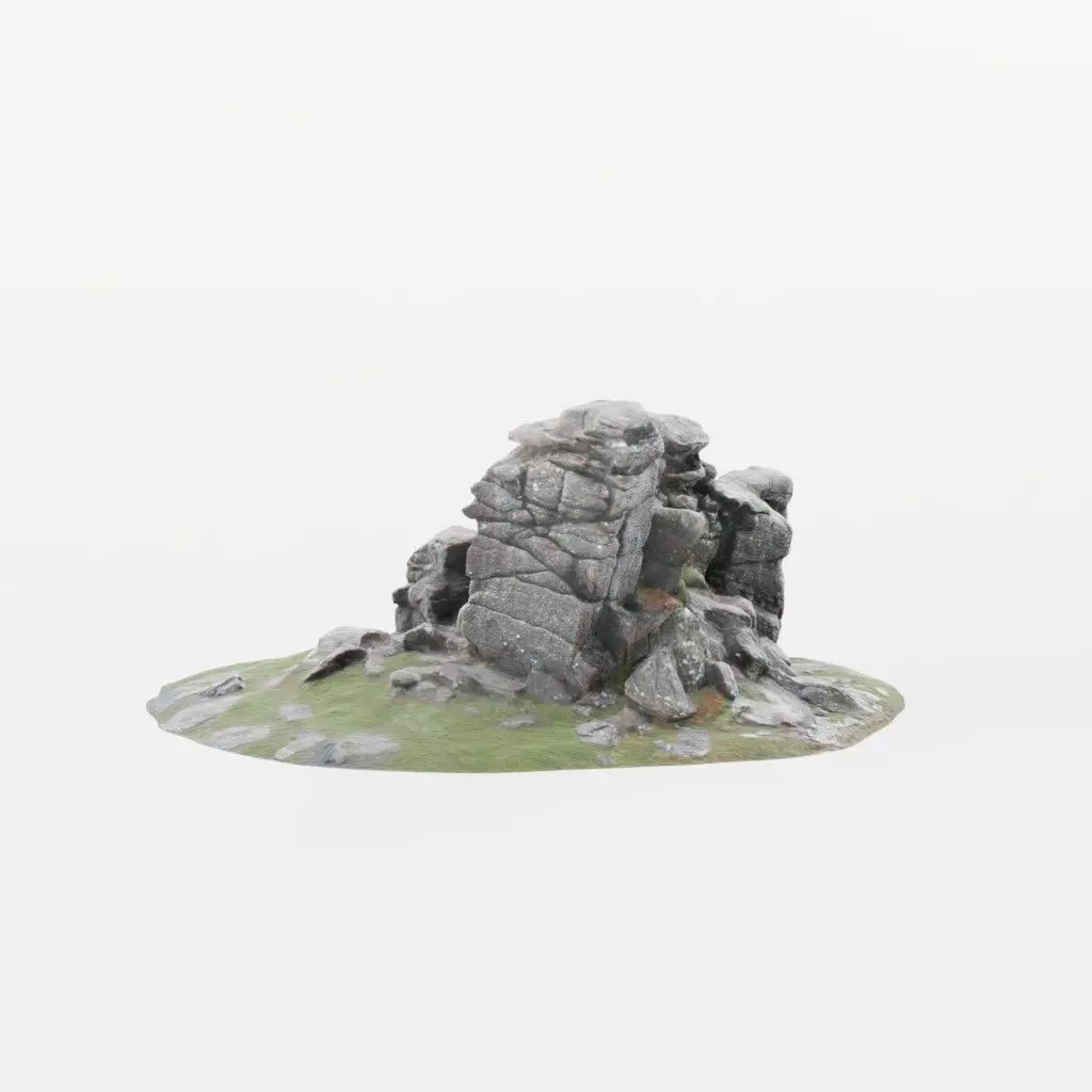 A Rock Formation - Dartmoor Stone Photo-Scan Model Low-poly 3D model_0