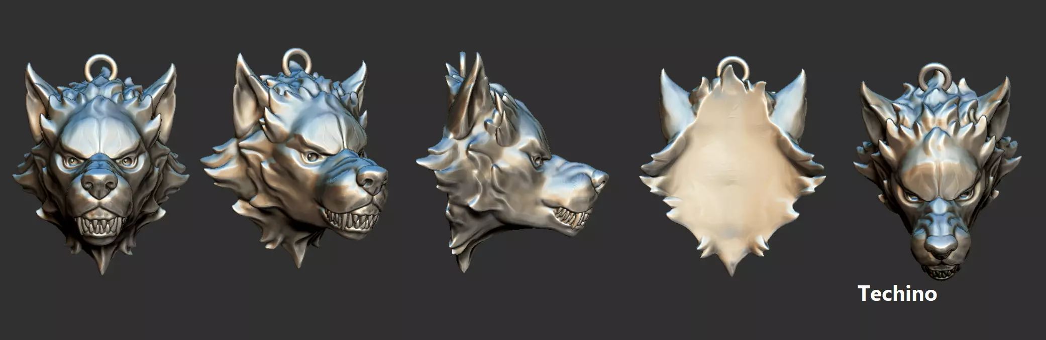 Wolf Head Pendant  3D print model_0
