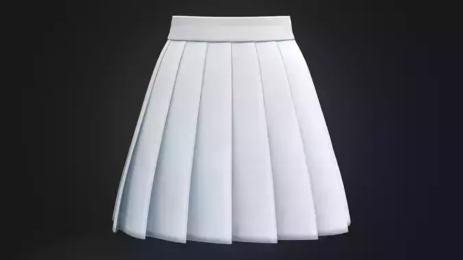 White Pleated Mini Skirt Low-poly 3D model
