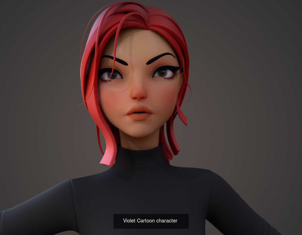 Cartoon Girl Rig 4 3D Model Collection_8