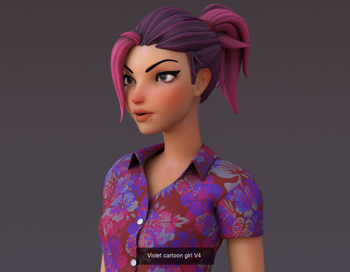 Cartoon Girl Rig 4 3D Model Collection_9