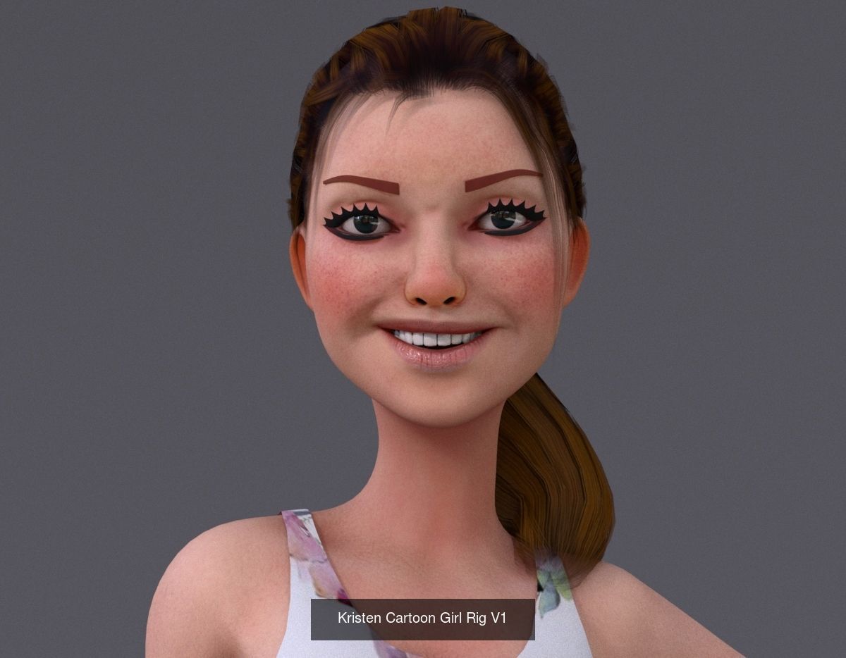 Cartoon Girl Rig 4 3D Model Collection_11