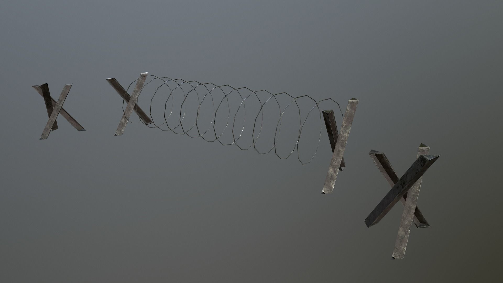 Barbed Wire Barricade  Low-poly 3D model_10