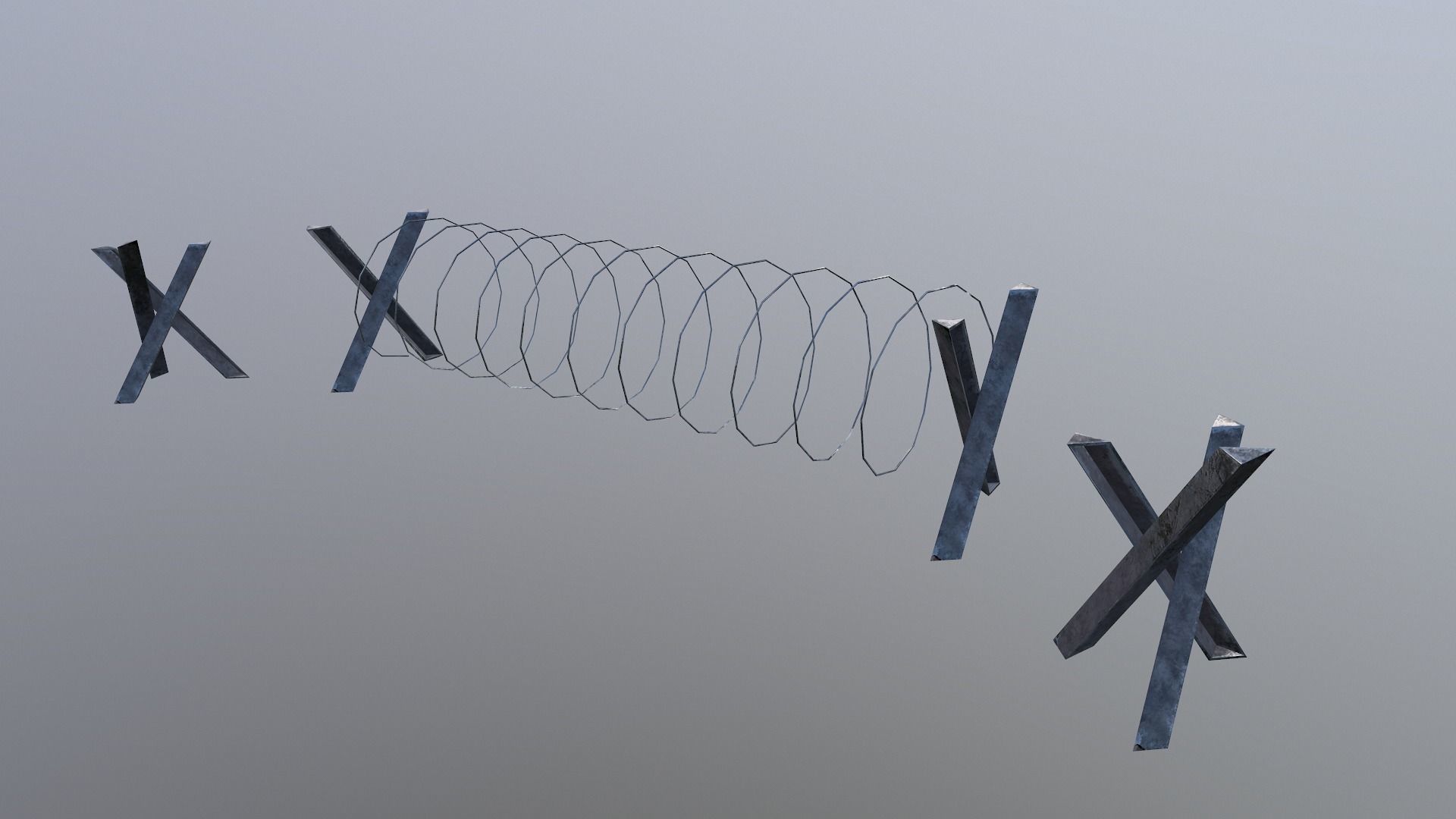 Barbed Wire Barricade  Low-poly 3D model_24