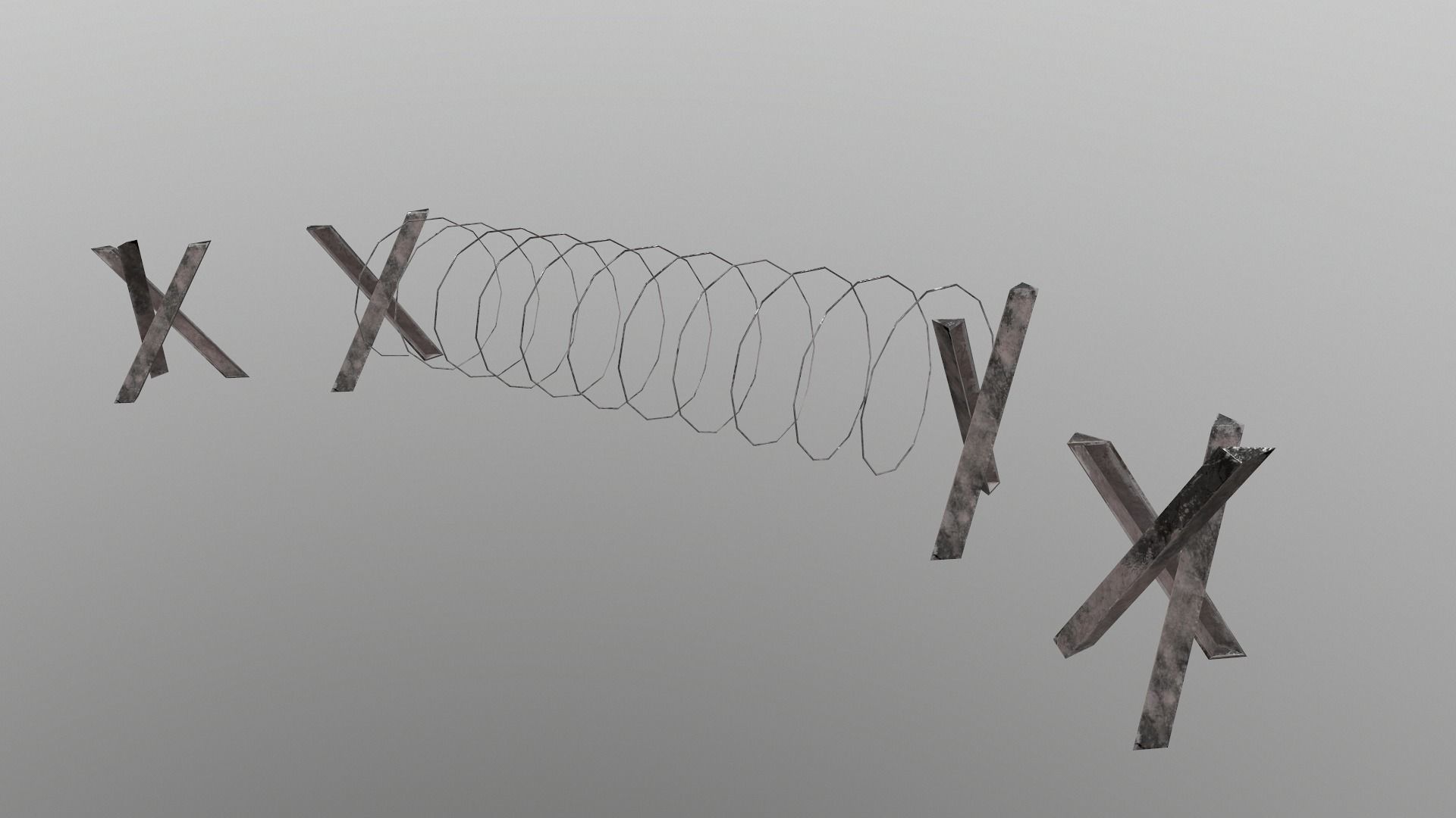 Barbed Wire Barricade  Low-poly 3D model_26