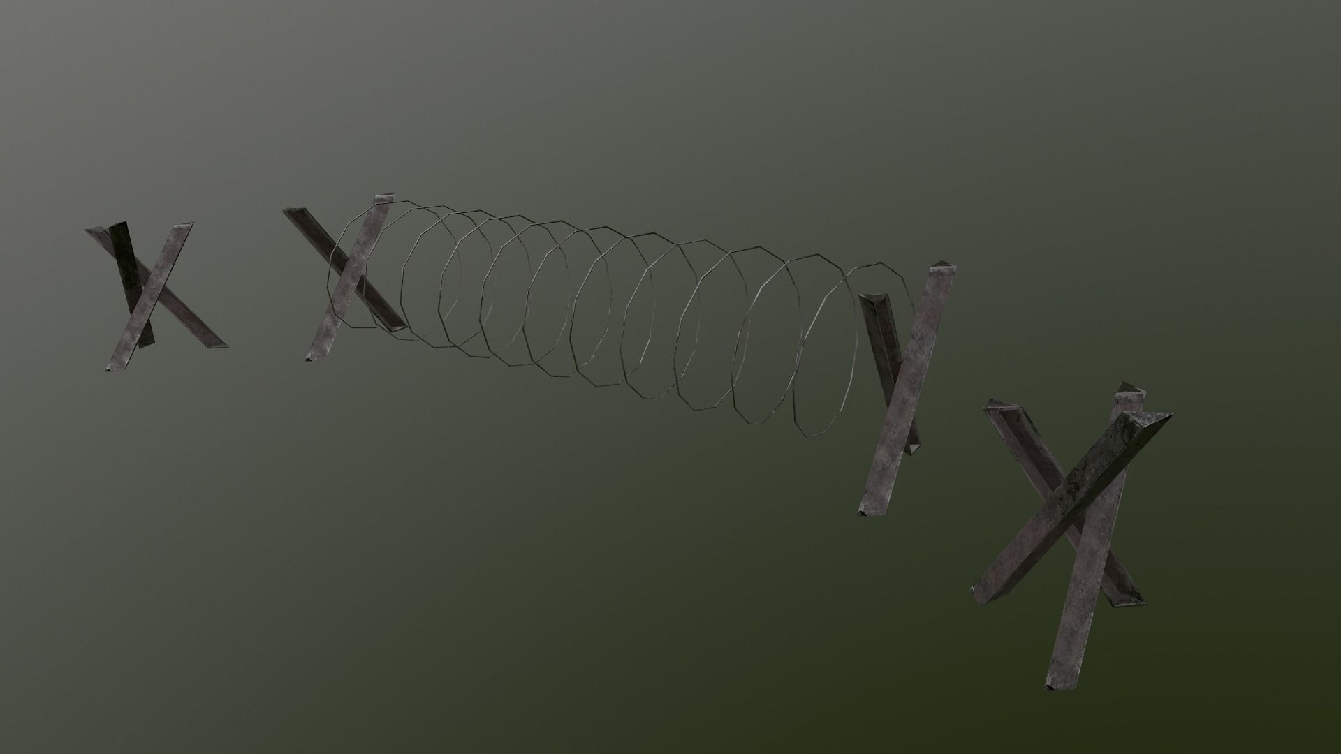 Barbed Wire Barricade  Low-poly 3D model_30