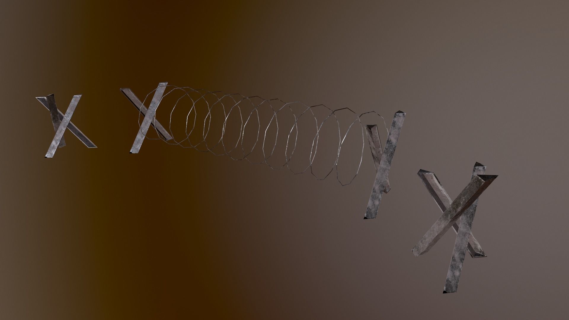 Barbed Wire Barricade  Low-poly 3D model_19