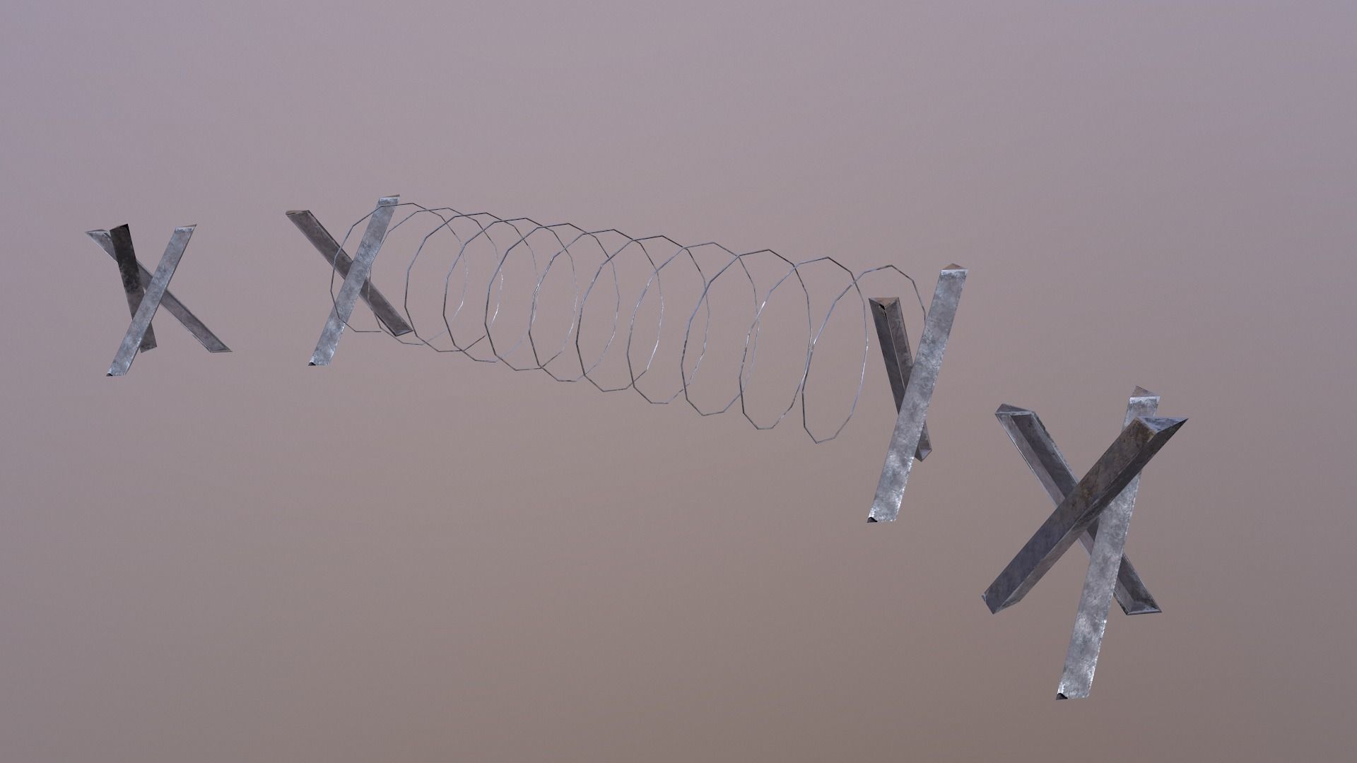 Barbed Wire Barricade  Low-poly 3D model_16