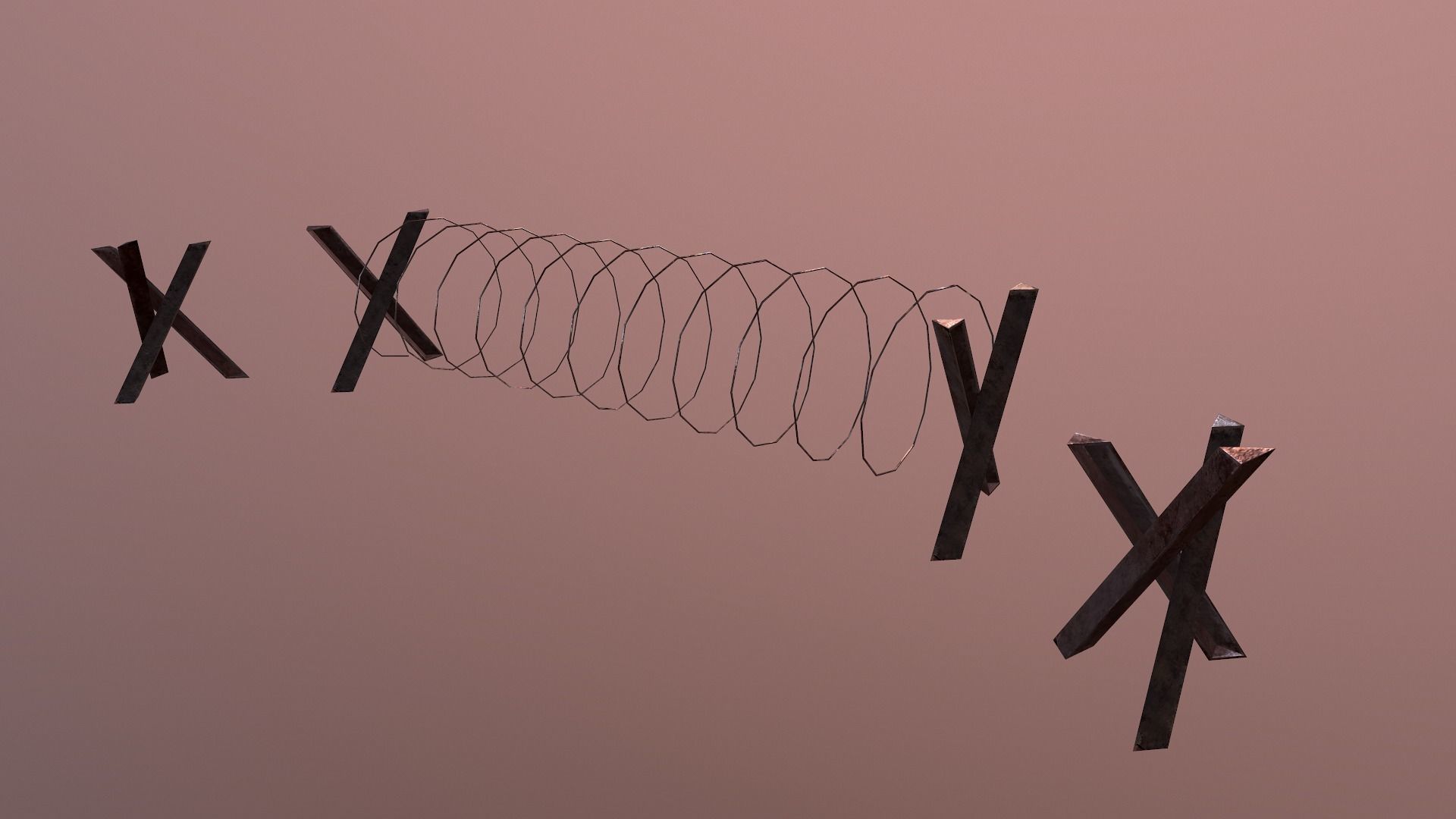 Barbed Wire Barricade  Low-poly 3D model_12