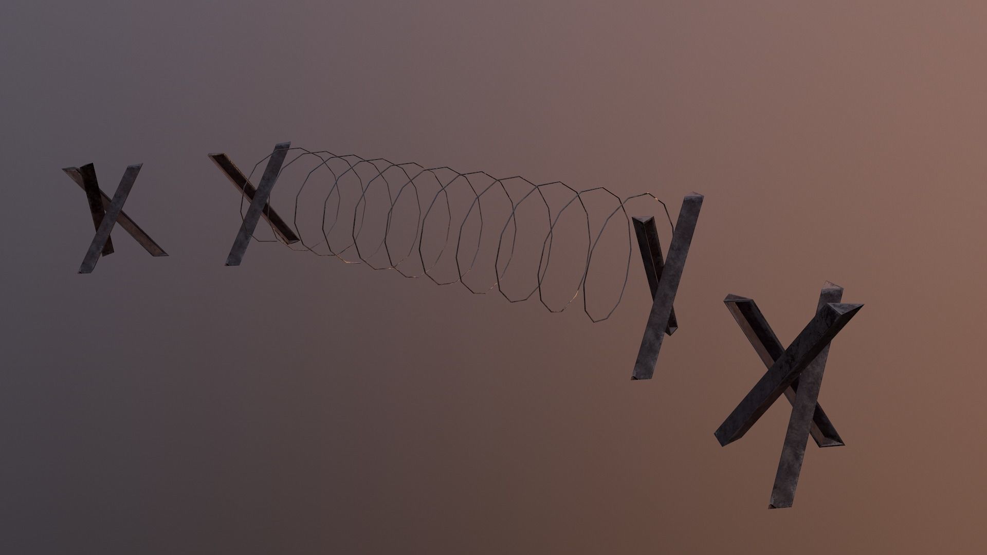 Barbed Wire Barricade  Low-poly 3D model_28