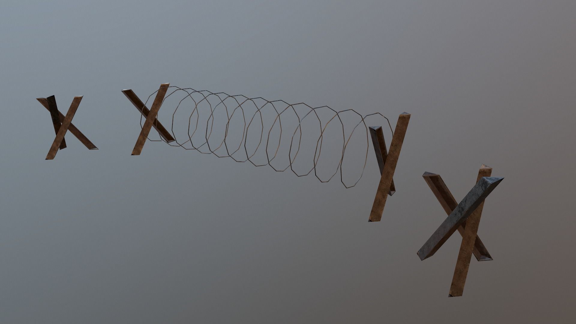 Barbed Wire Barricade  Low-poly 3D model_9