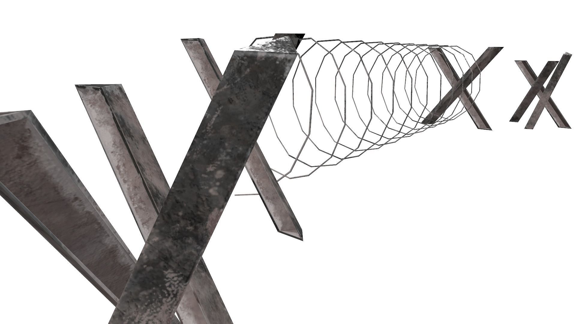 Barbed Wire Barricade  Low-poly 3D model_5