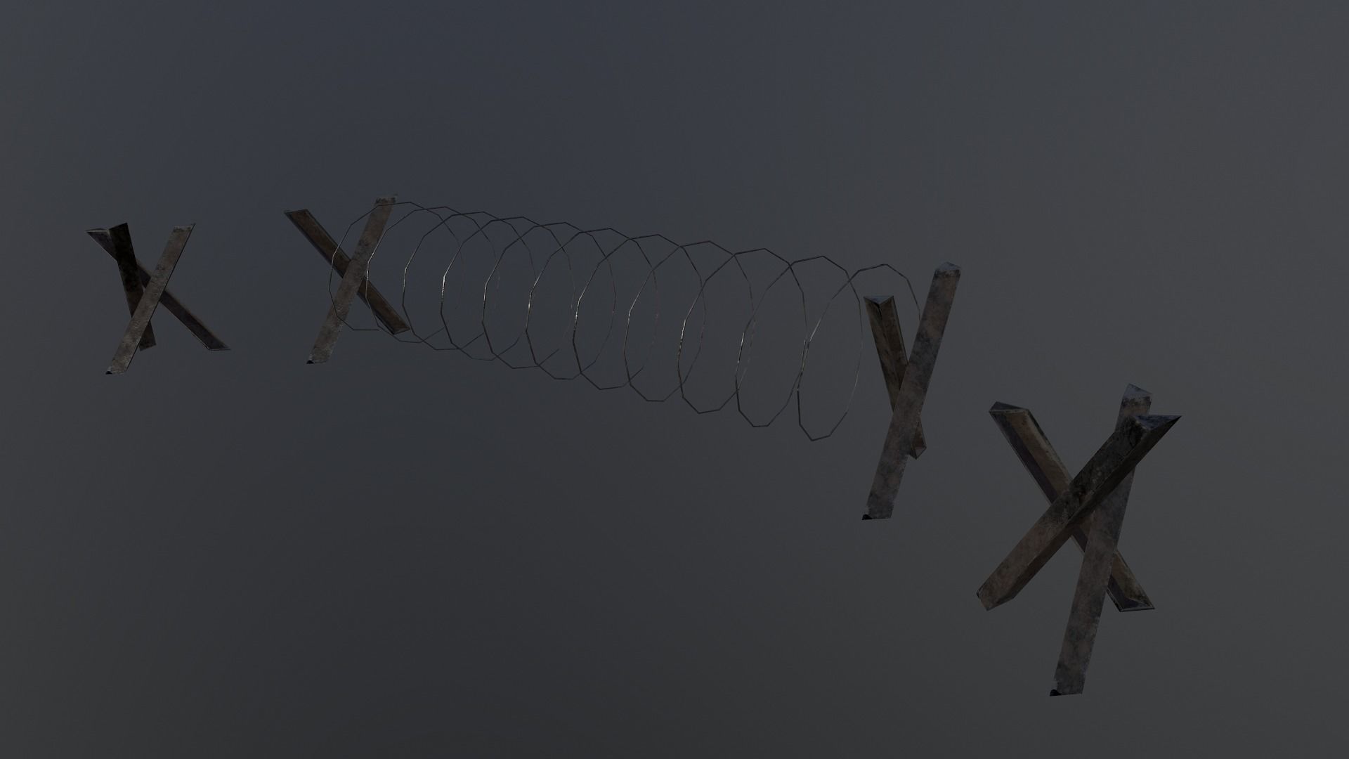 Barbed Wire Barricade  Low-poly 3D model_18