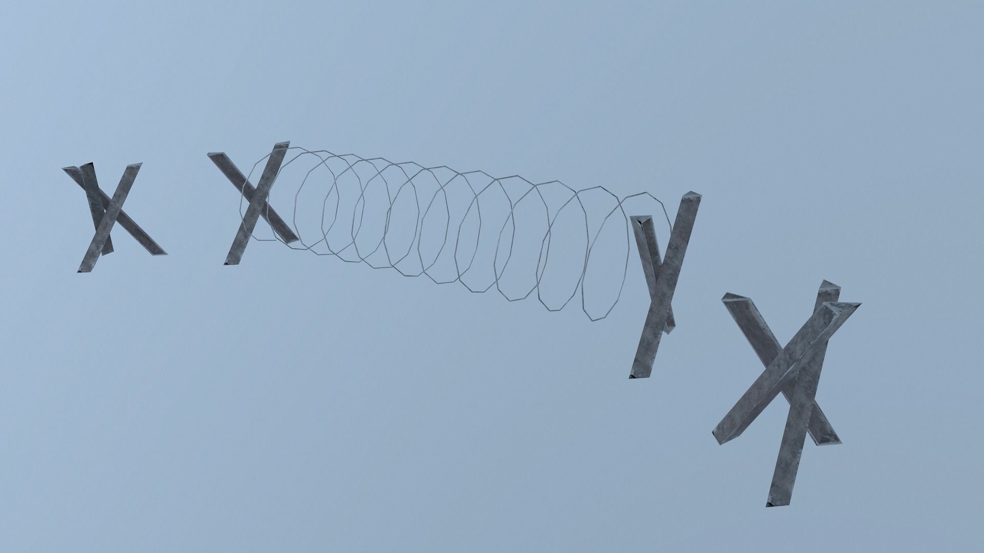 Barbed Wire Barricade  Low-poly 3D model_15