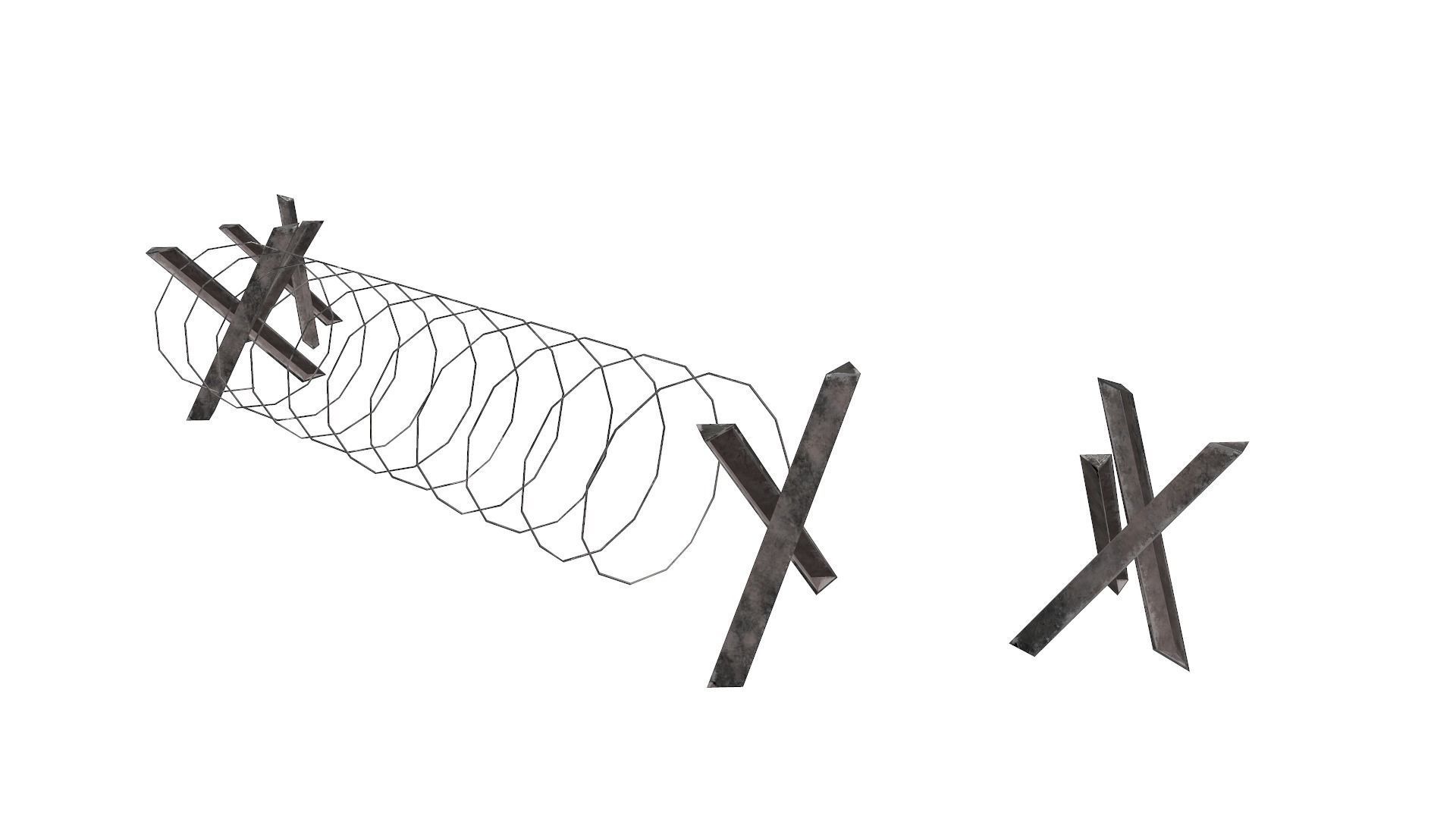 Barbed Wire Barricade  Low-poly 3D model_3