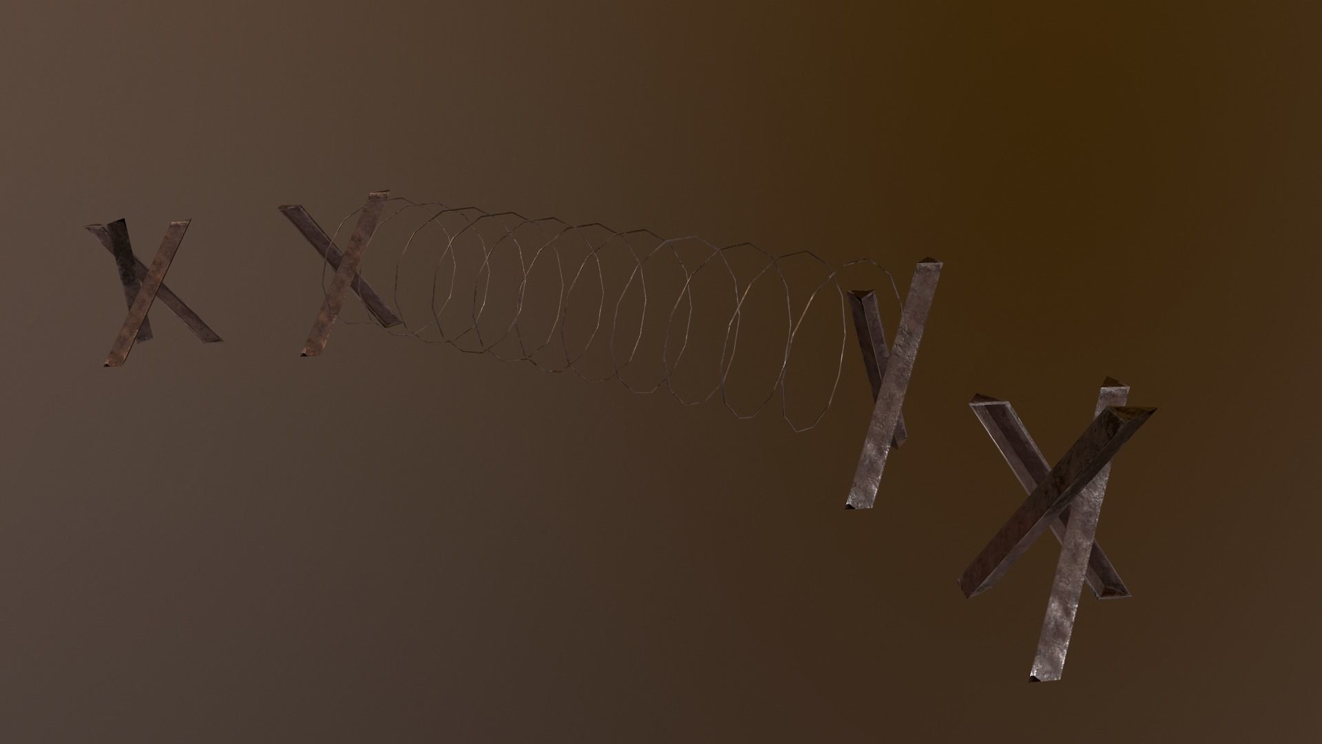 Barbed Wire Barricade  Low-poly 3D model_7