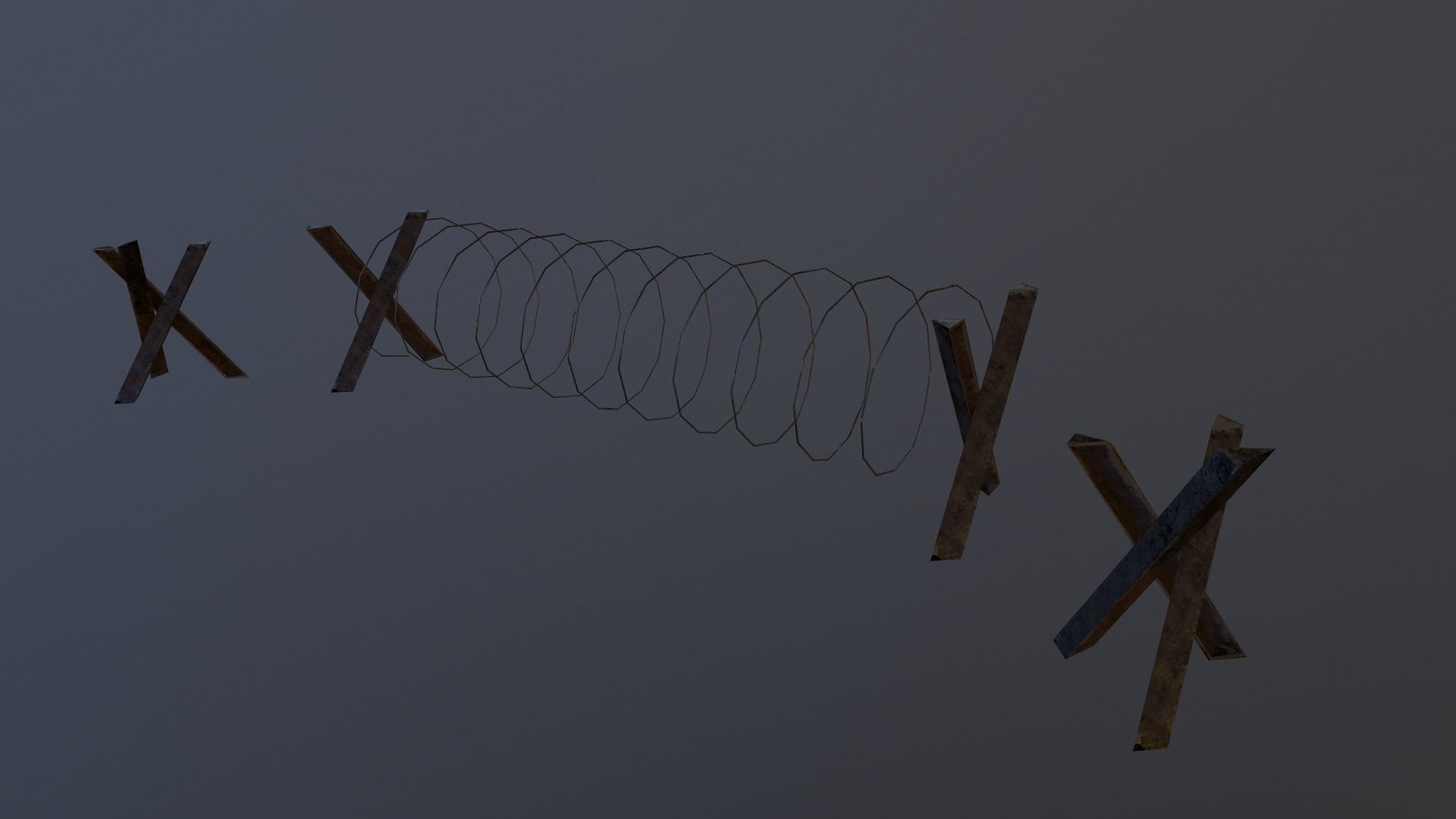 Barbed Wire Barricade  Low-poly 3D model_20