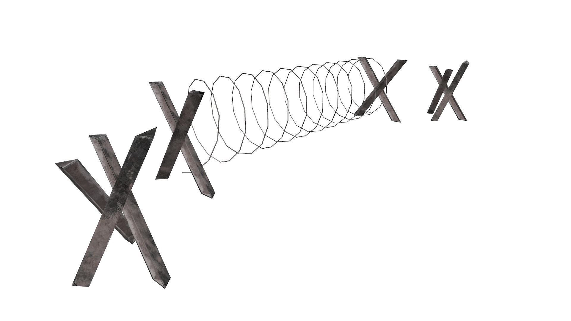 Barbed Wire Barricade  Low-poly 3D model_2