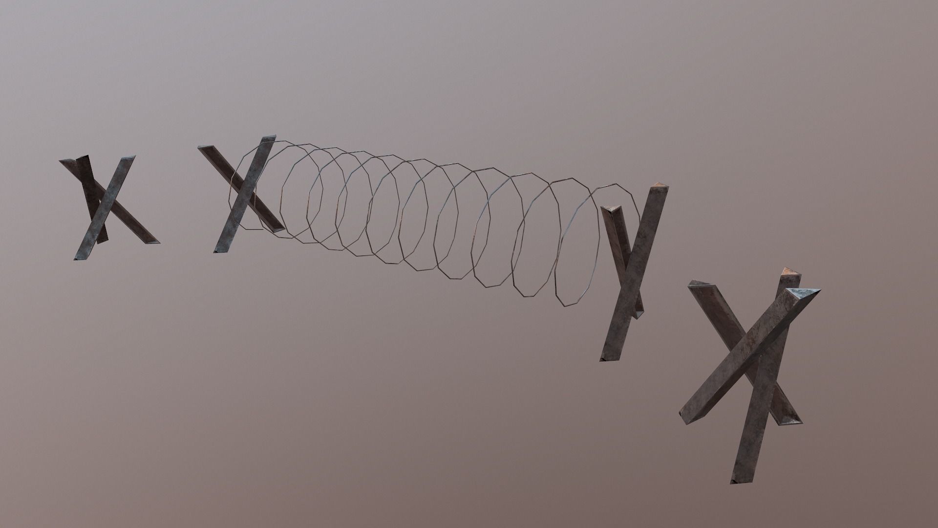 Barbed Wire Barricade  Low-poly 3D model_17