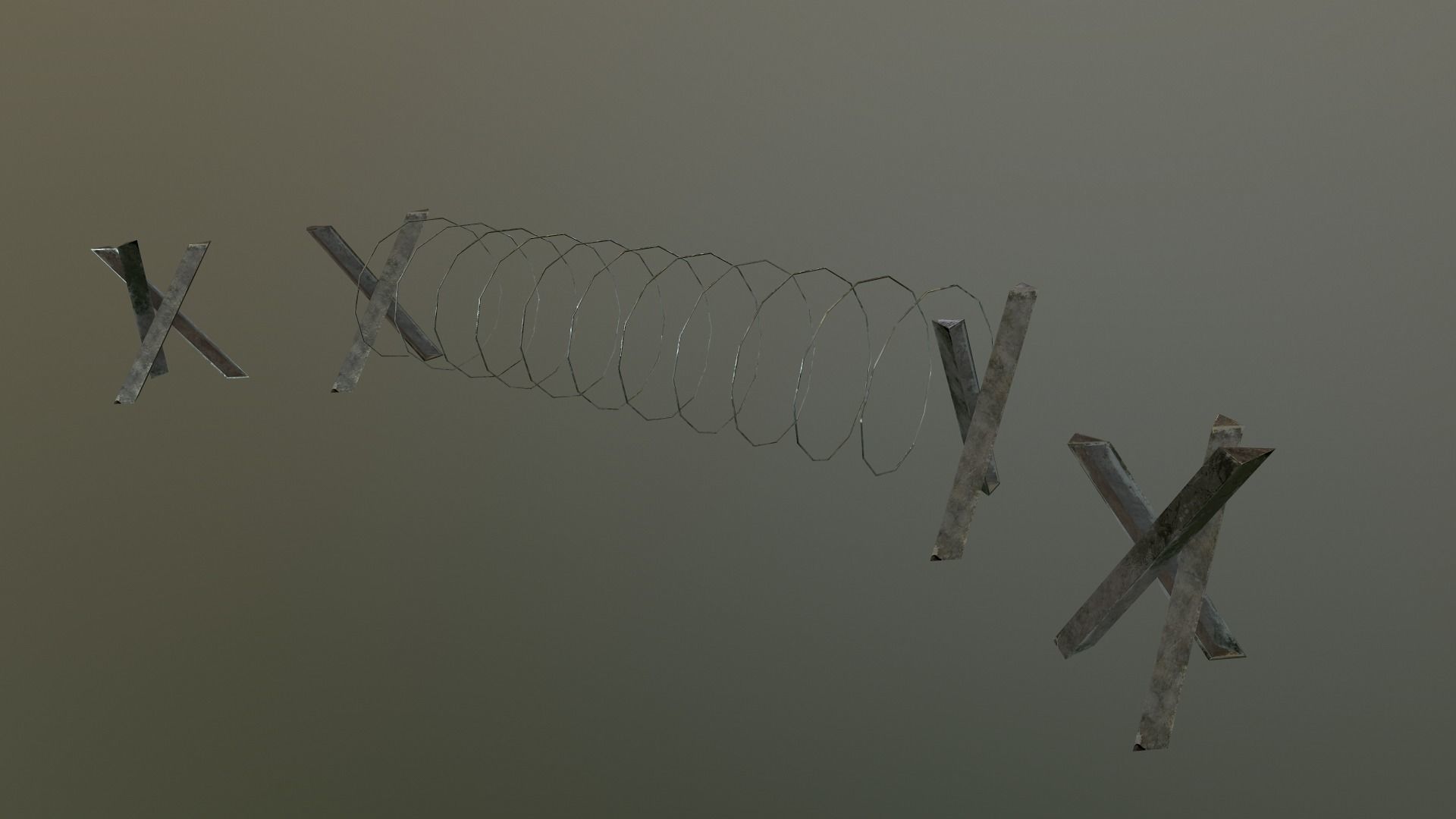 Barbed Wire Barricade  Low-poly 3D model_21