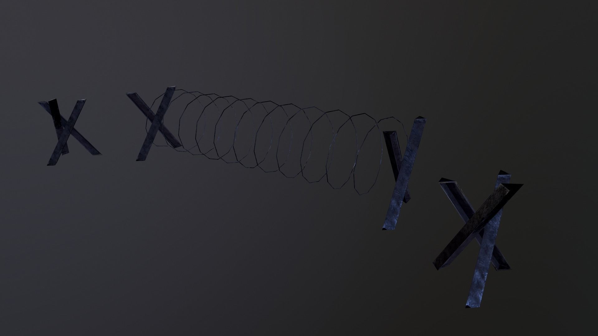 Barbed Wire Barricade  Low-poly 3D model_14