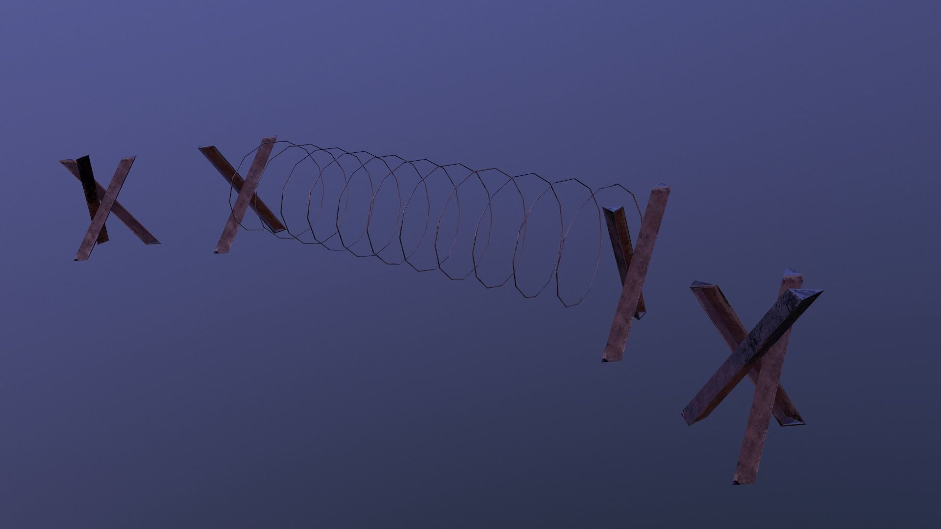 Barbed Wire Barricade  Low-poly 3D model_25