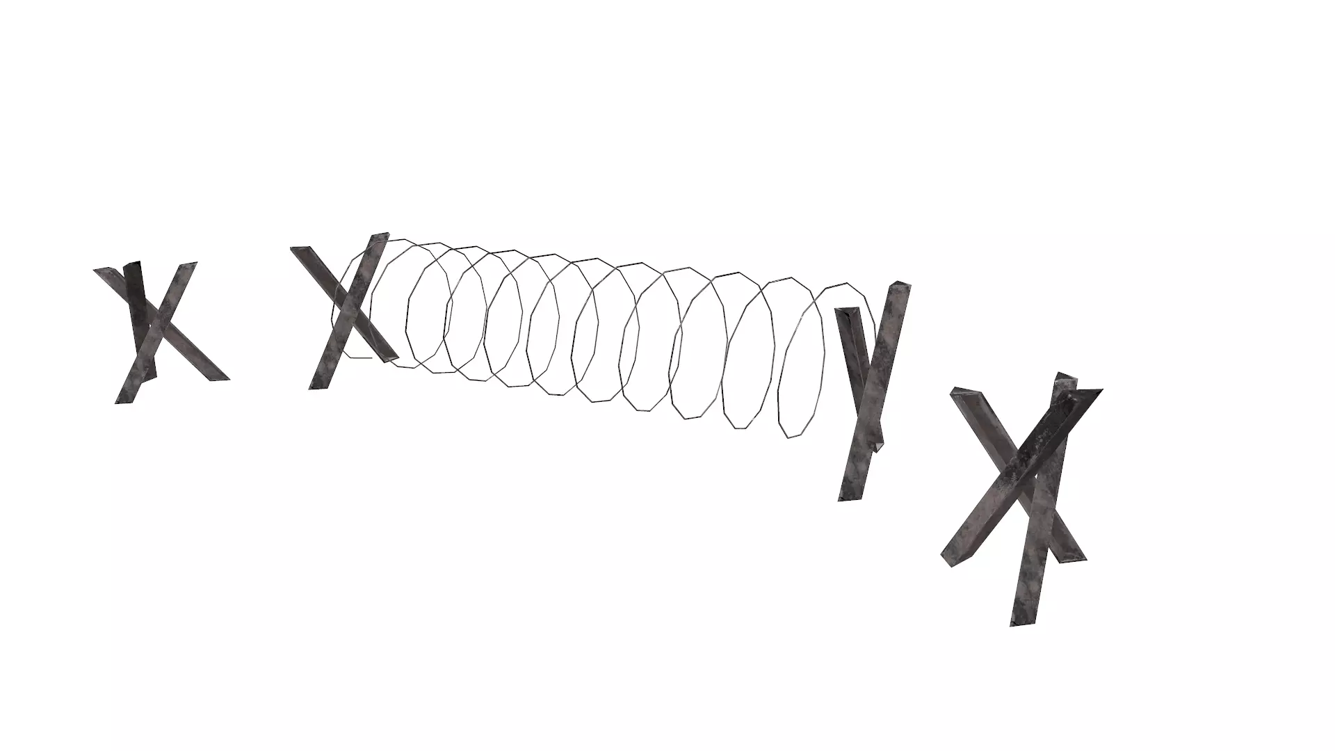 Barbed Wire Barricade  Low-poly 3D model_0