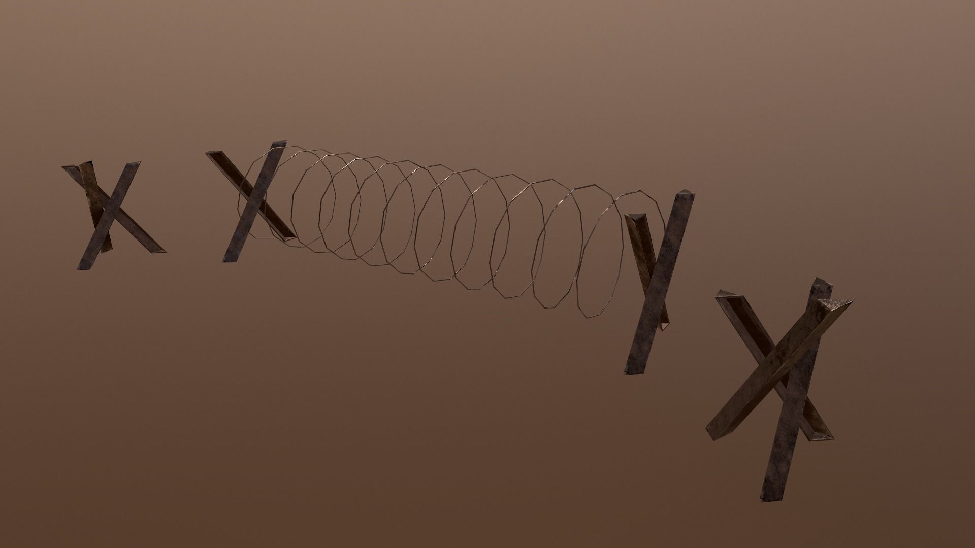 Barbed Wire Barricade  Low-poly 3D model_23