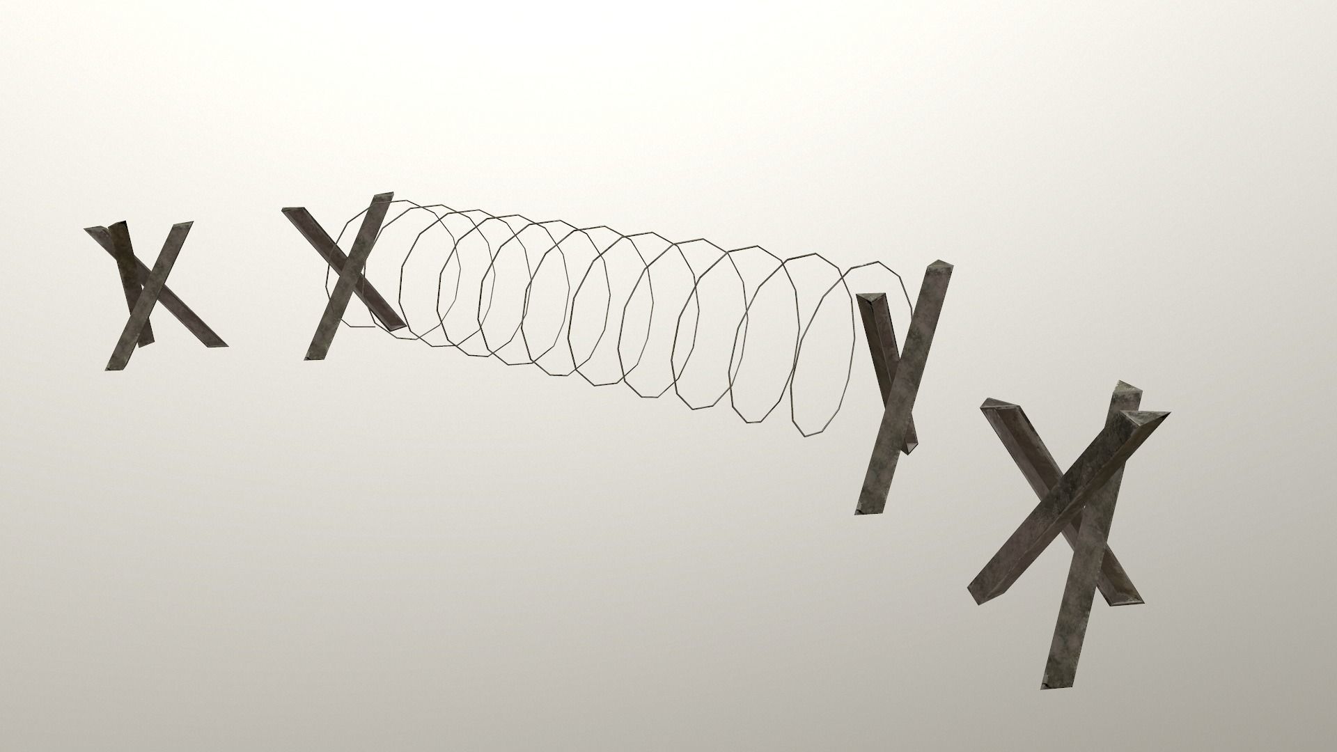 Barbed Wire Barricade  Low-poly 3D model_11
