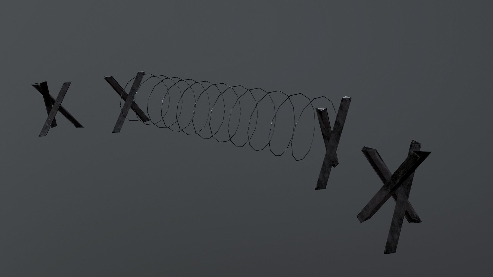 Barbed Wire Barricade  Low-poly 3D model_8