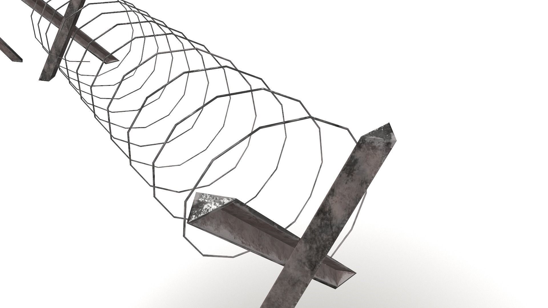 Barbed Wire Barricade  Low-poly 3D model_4
