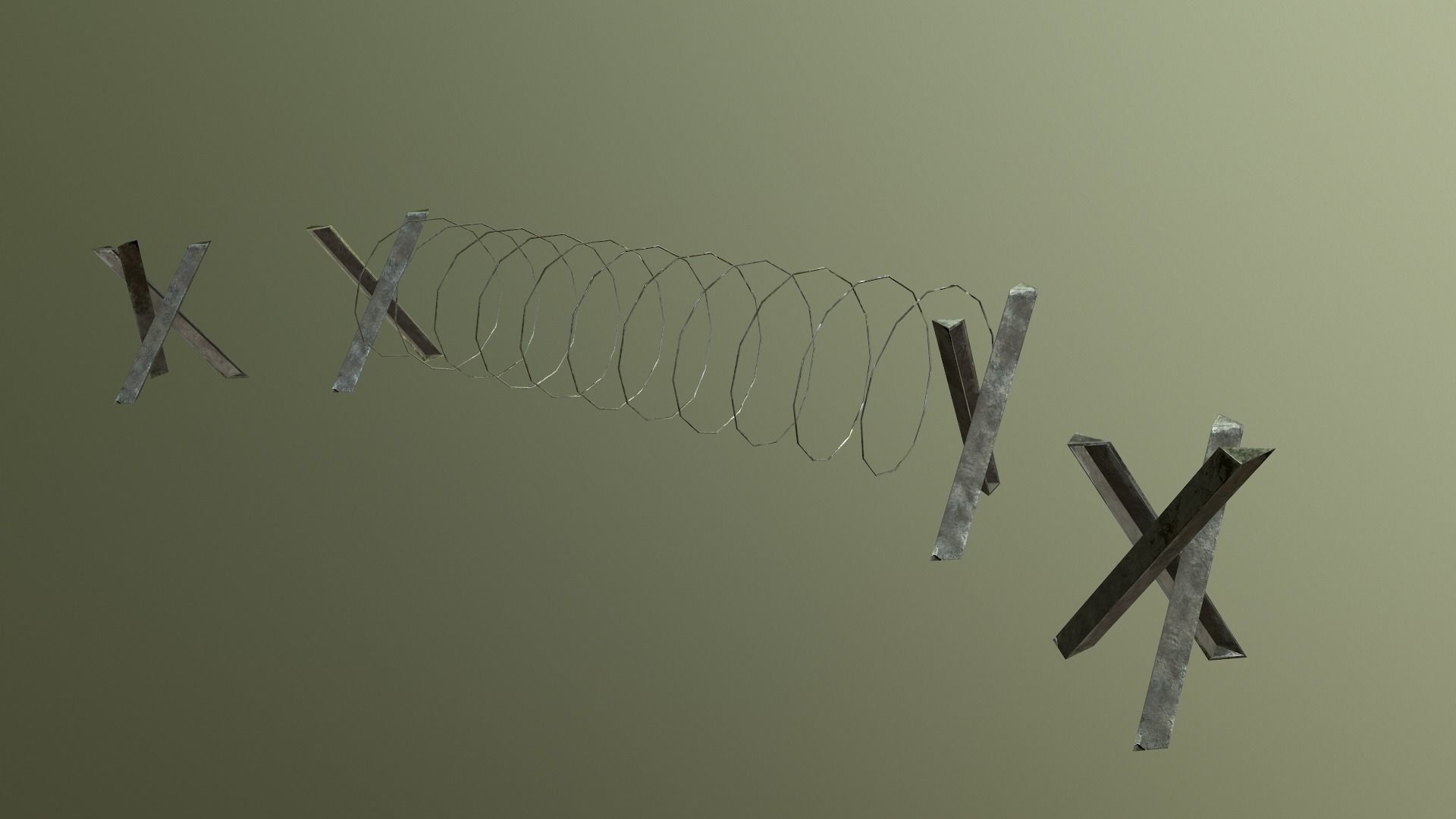 Barbed Wire Barricade  Low-poly 3D model_22
