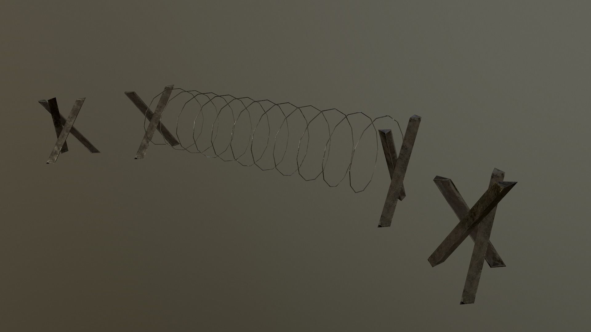Barbed Wire Barricade  Low-poly 3D model_29