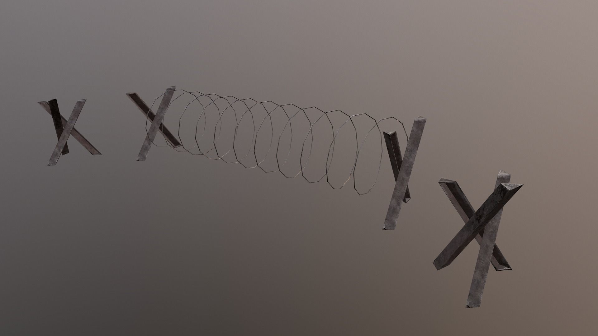 Barbed Wire Barricade  Low-poly 3D model_27