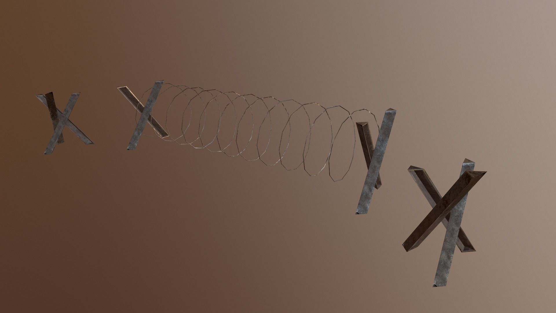 Barbed Wire Barricade  Low-poly 3D model_31