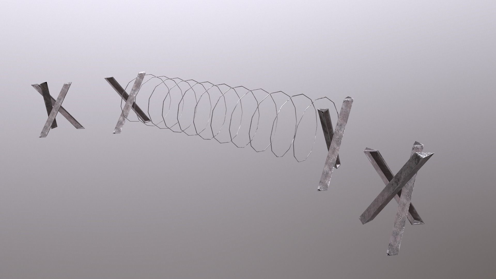 Barbed Wire Barricade  Low-poly 3D model_13