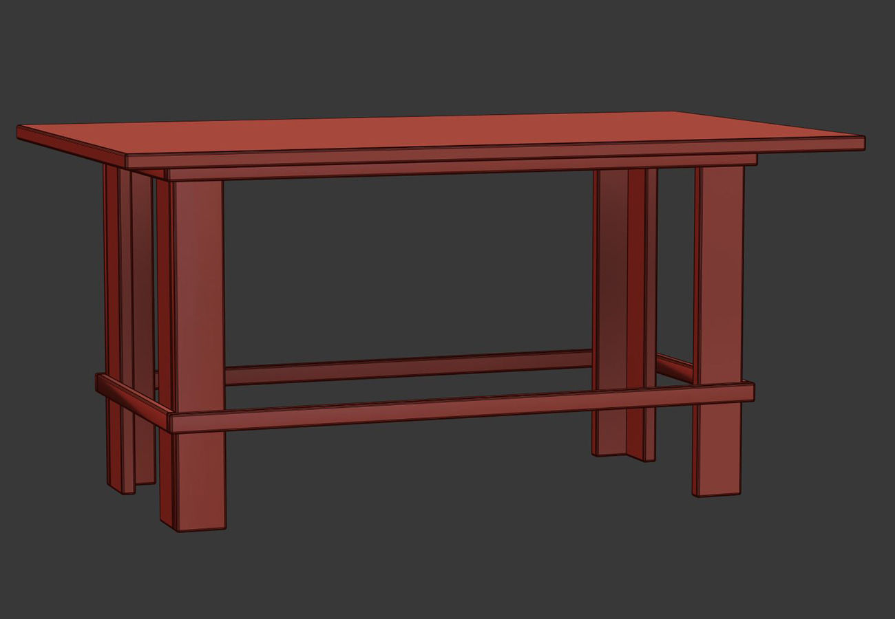 Eric Wooden Dining Table SD18 by Bpoint Design  Low-poly 3D model_3