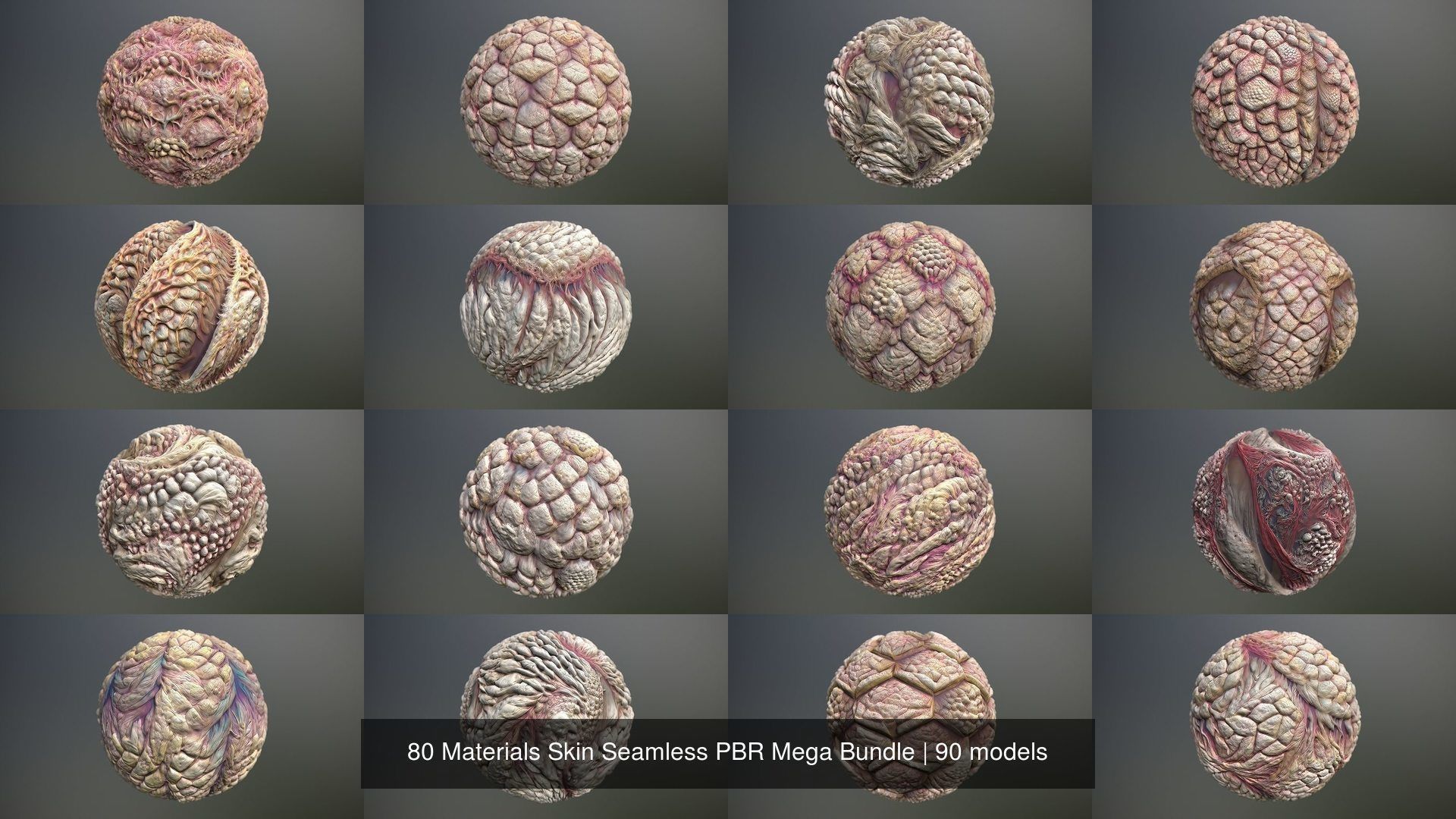 90 Materials Skin Seamless PBR Mega Bundle Texture_7