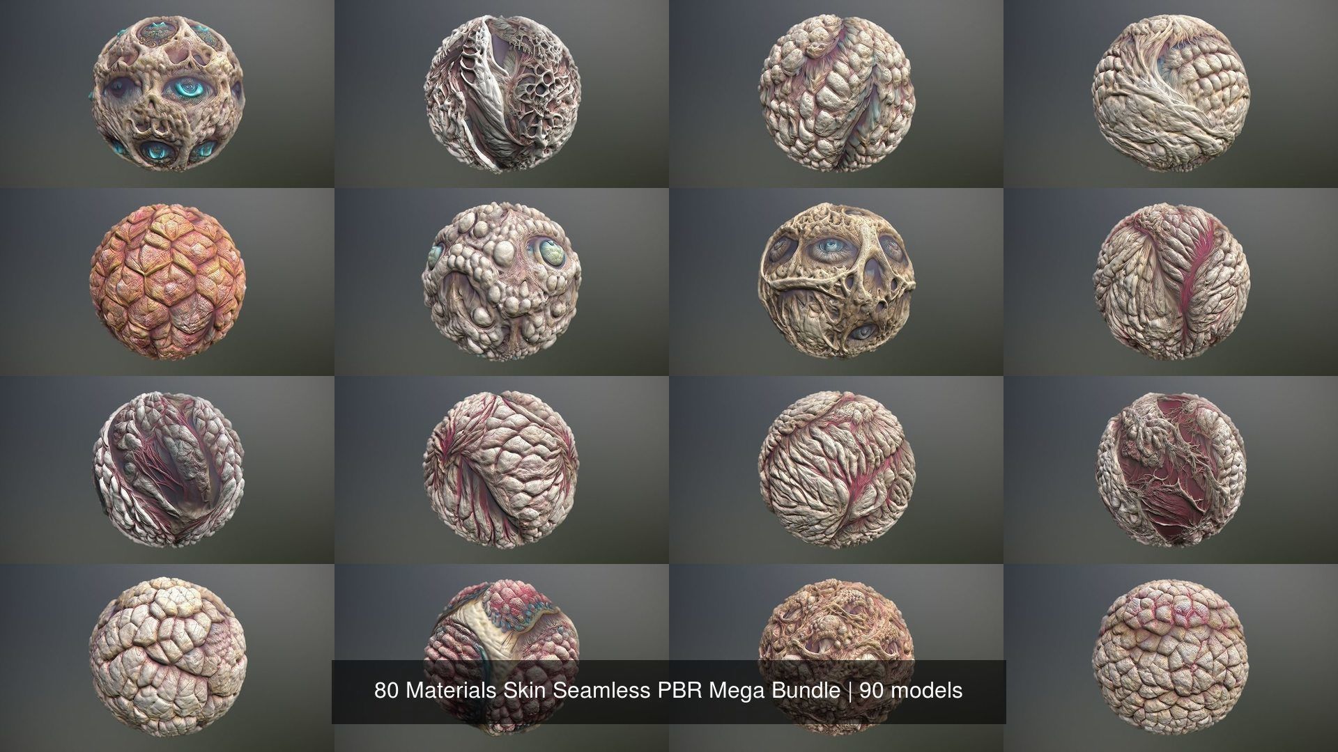 90 Materials Skin Seamless PBR Mega Bundle Texture_5