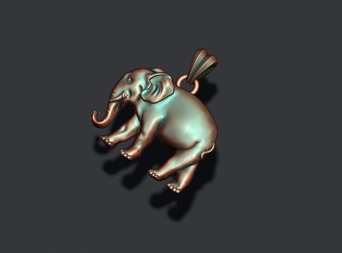 Elephant pendant basrelief 3D print model_2