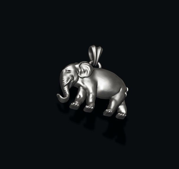 Elephant pendant basrelief 3D print model_4