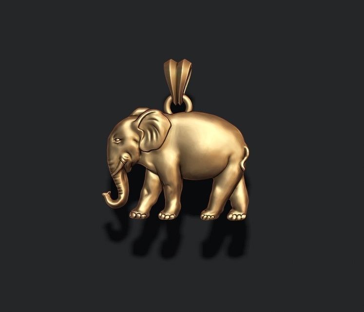 Elephant pendant basrelief 3D print model_1