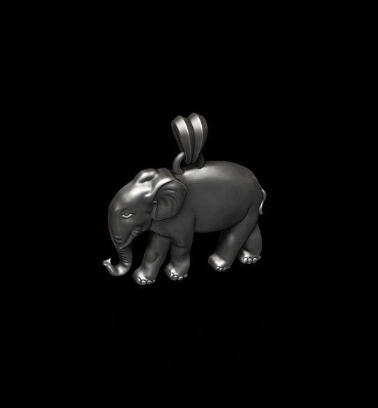 Elephant pendant basrelief 3D print model_3