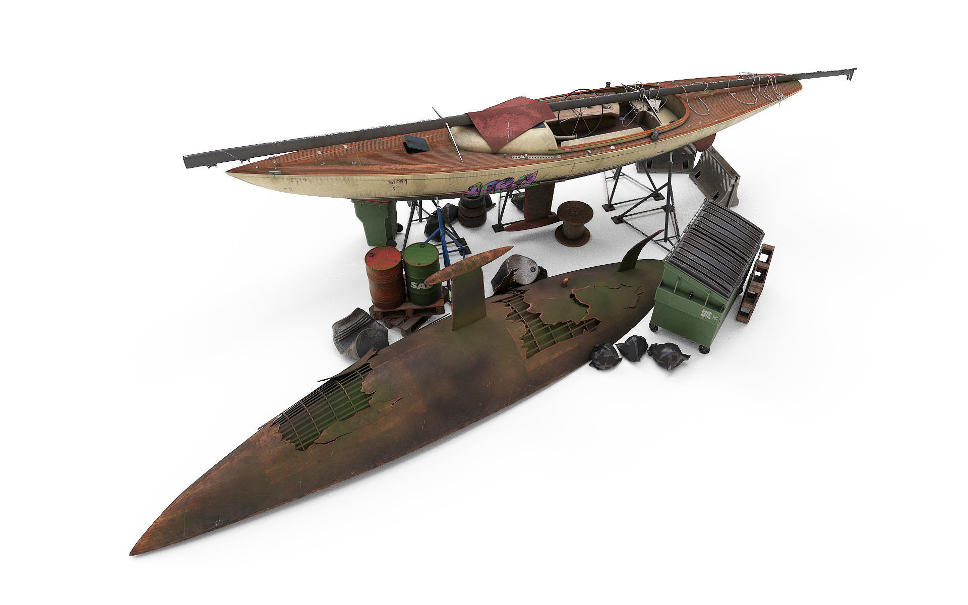 Abandone Yacht 02 3D model_2