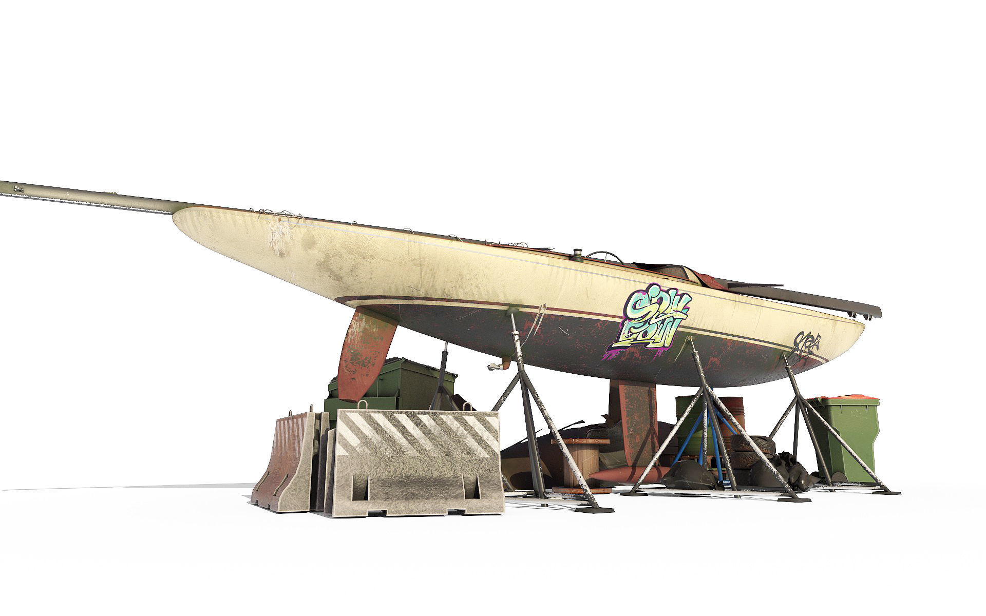 Abandone Yacht 02 3D model_6